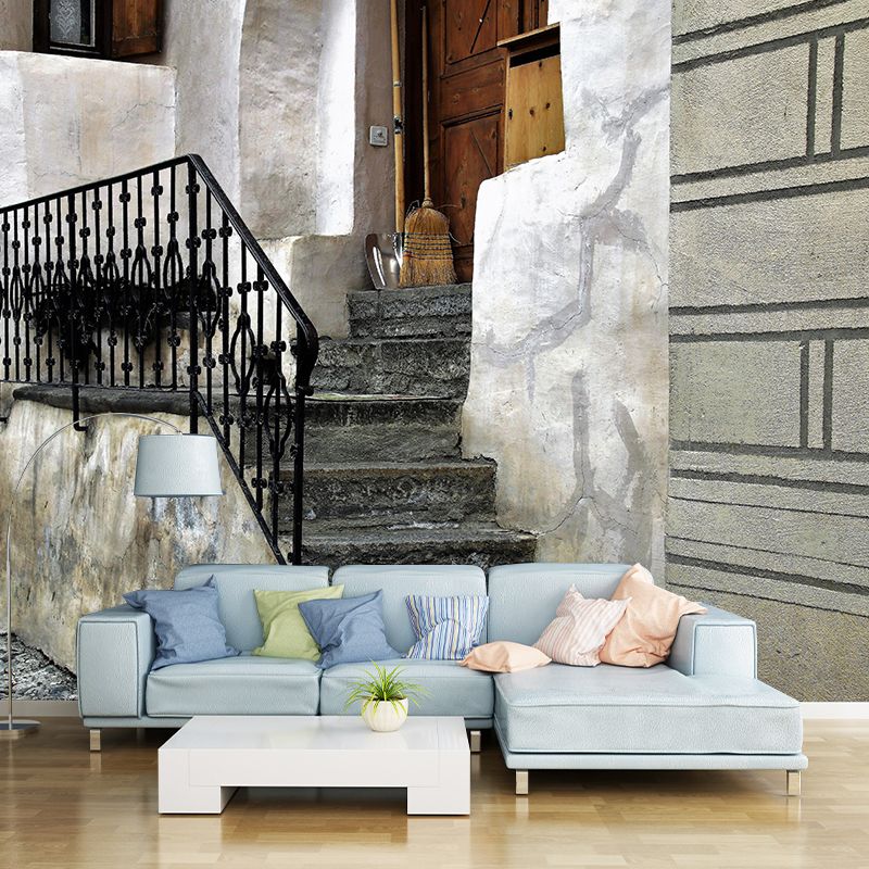 Stairs Architecture Mural Wallpaper Stain Resistant Wall Decor for Home Decor