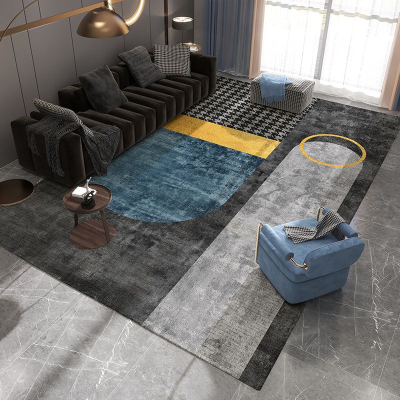 Luxury Houndstooth Print Carpet Polyester Rug Non-Slip Backing Area Carpet for Living Room