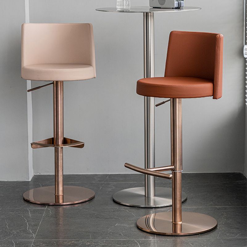 Modern Style Adjustable Counter Stool with Leather Cushion and Single Leg