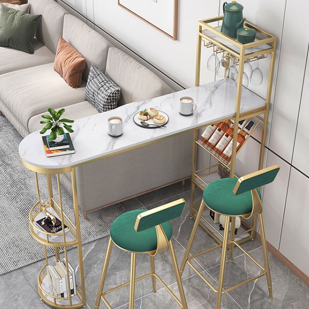 Double Pedestal Sintered Stone Dining Bar Table for Kitchen Dining Room