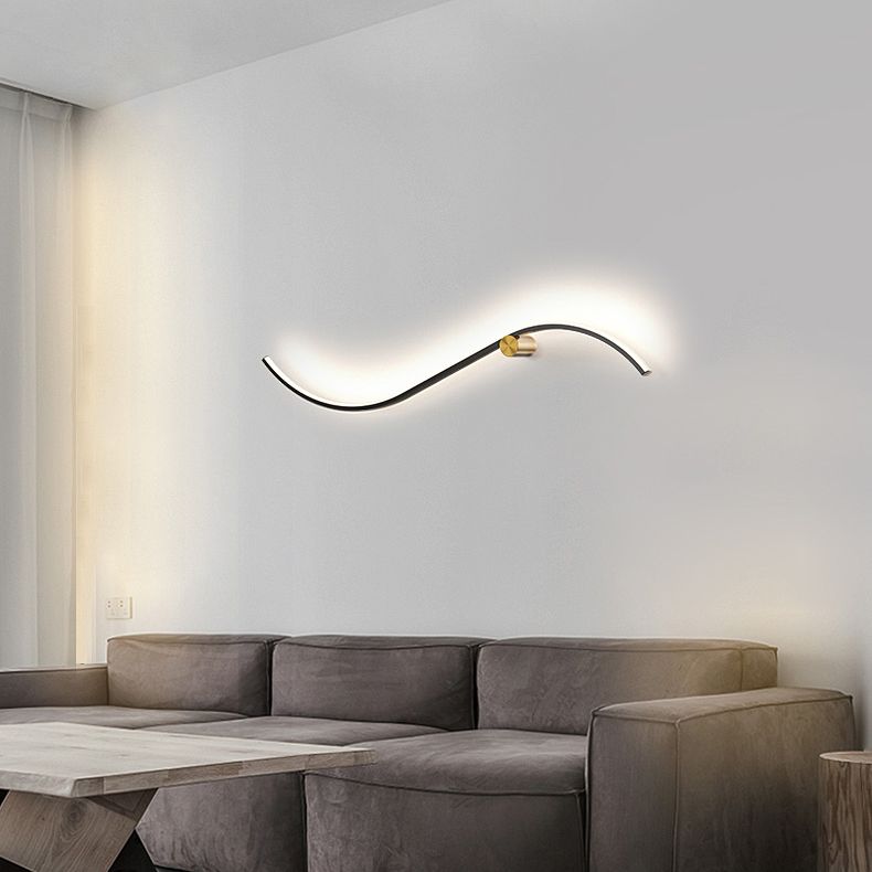 Modern LED Wall Mount Lighting Black Wave Wall Lighting Fixture with Metal Shade