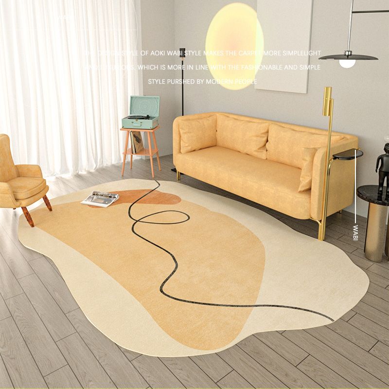 Stylish Color-Blocked Area Carpet Polyester Area Rug Stain Resistant Area Rug for Living Room