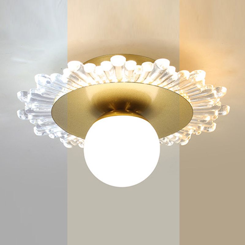 Hallway LED Ceiling Lamp Simple Style Brass Small Flush Mount Light