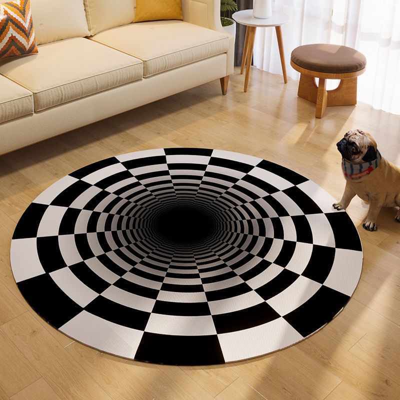 Creatief ronde tapijt 3D visuele misleiding print tapijten polyester wasbaar tapijt met niet-slipachter