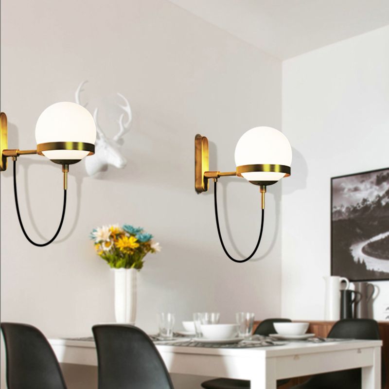 Spherical Wall Lighting Fixture Minimalist Style Glass Bedroom Wall Mount Light Fixture