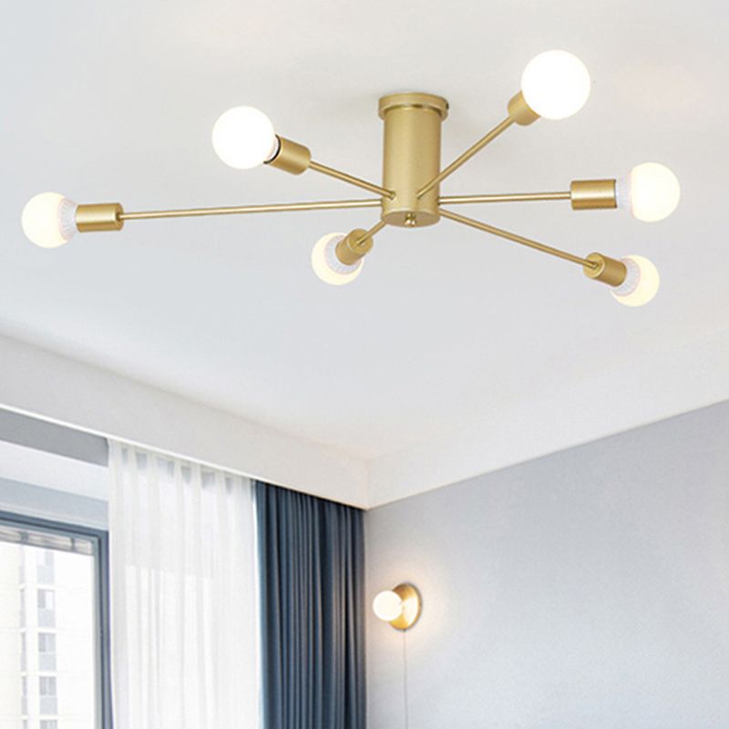 Sputnik Diseño Semi-rubor Montaje Ligero Fijo Metal Moderno Semi-ras