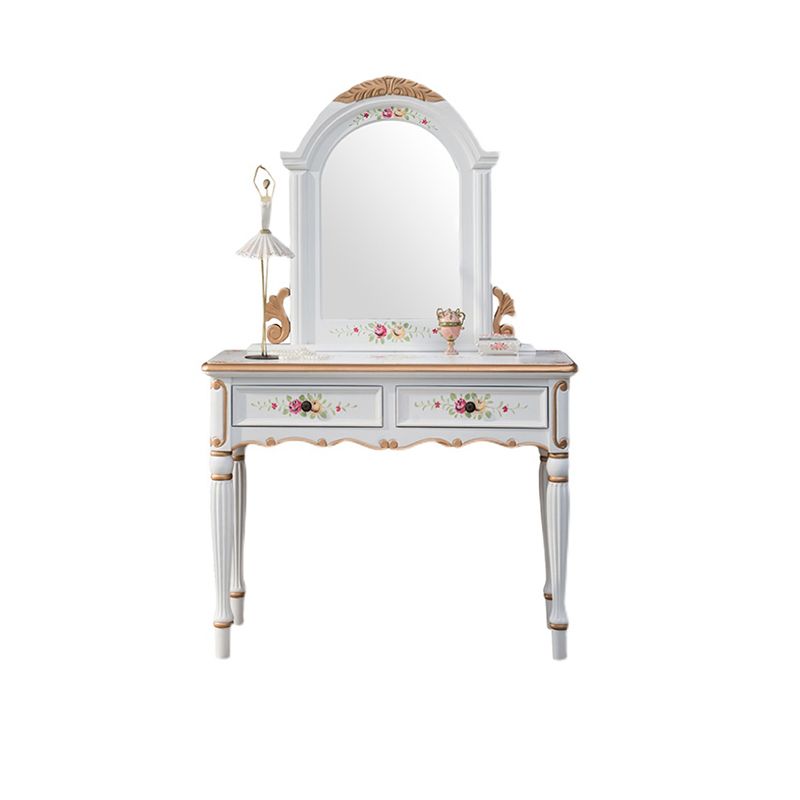 Wood Vanity Set 17.71" Wide Make-up Vanity with 2 Storage Drawers and Stool