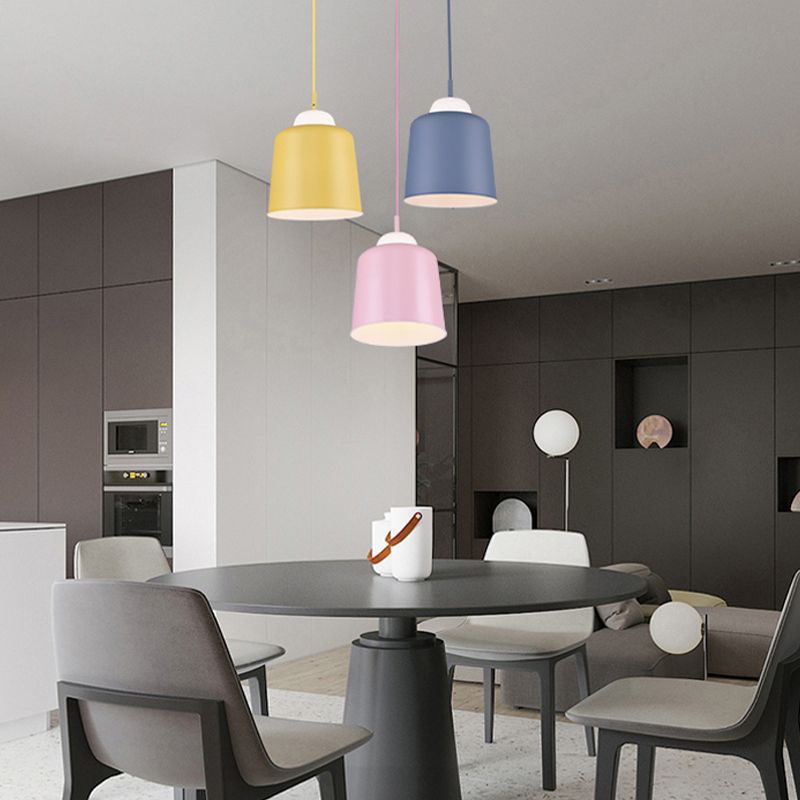 Pot Cover Shape Hanging Lighting Modern Style Metal 1 Light Hanging Lamp for Living Room