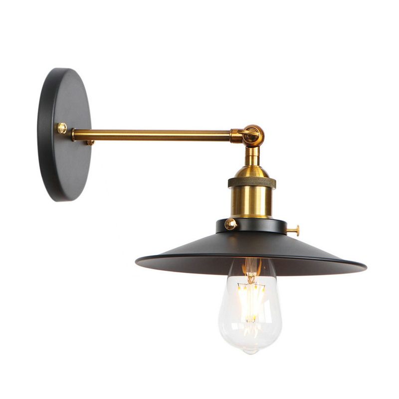 Retro Style Geometric Wall Light Metal Shade Black Wall Sconce for Restaurant