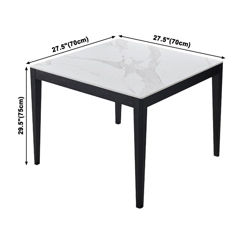 Mesa de comedor blanca de forma cuadrada Mesa de piedra sinterizada industrial con 4 patas
