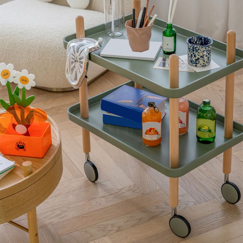 Modern 4 Legs End Table 2-Tier Wooden Accent Side Table for Living Room