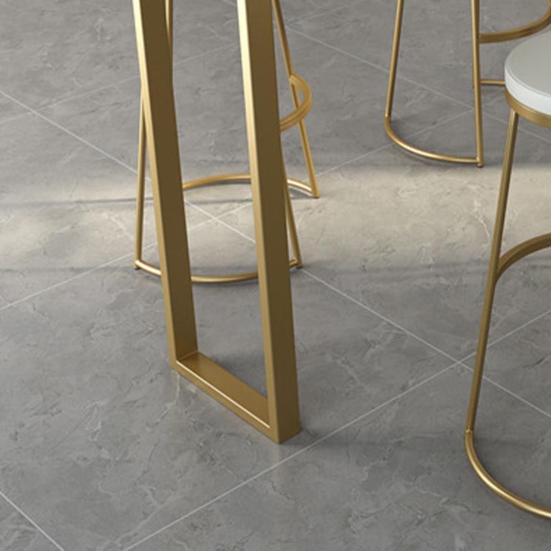Glam Style Rectangle Stone Bar Table 42-inch Height Gold Sled Pedestal Bistro Table