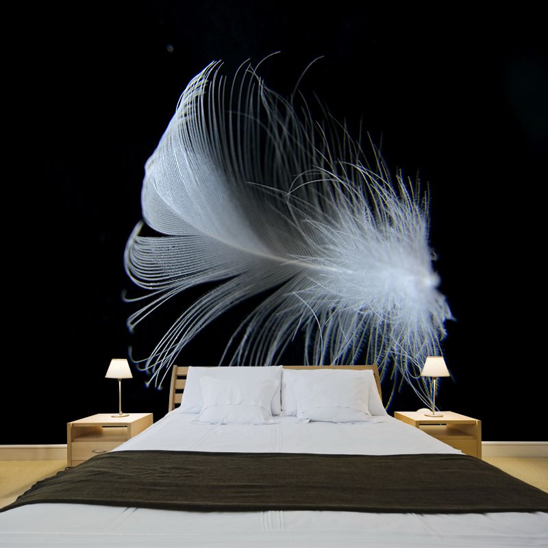 Contemporary Mural Wallpaper with Feather Pattern Wall Covering for Living Room