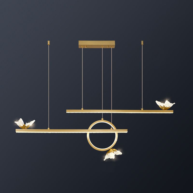 Luce dell'isola geometrica moderna lampadario a sospensione Metal 6 Luci dell'isola luminosa in oro