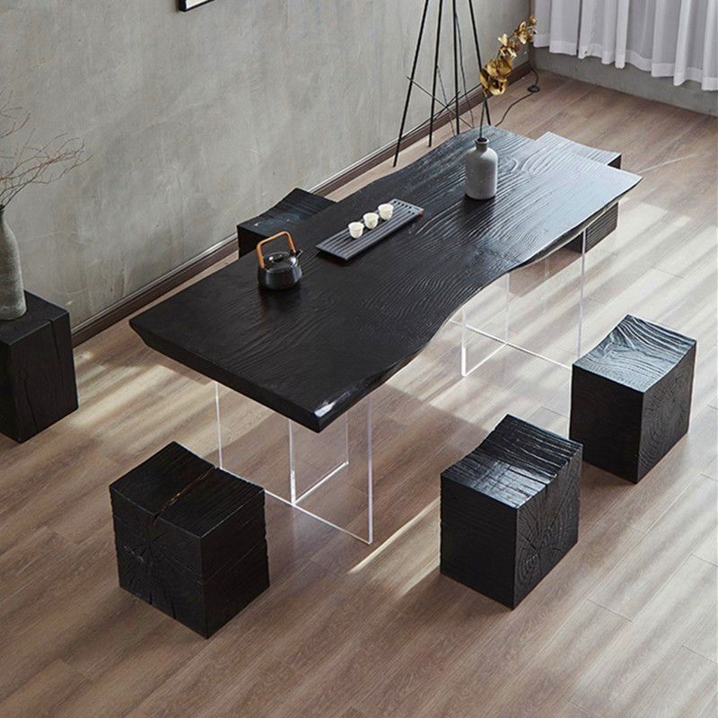 Modern Black Wood Dining Table Specialty Dining Table for Kitchen