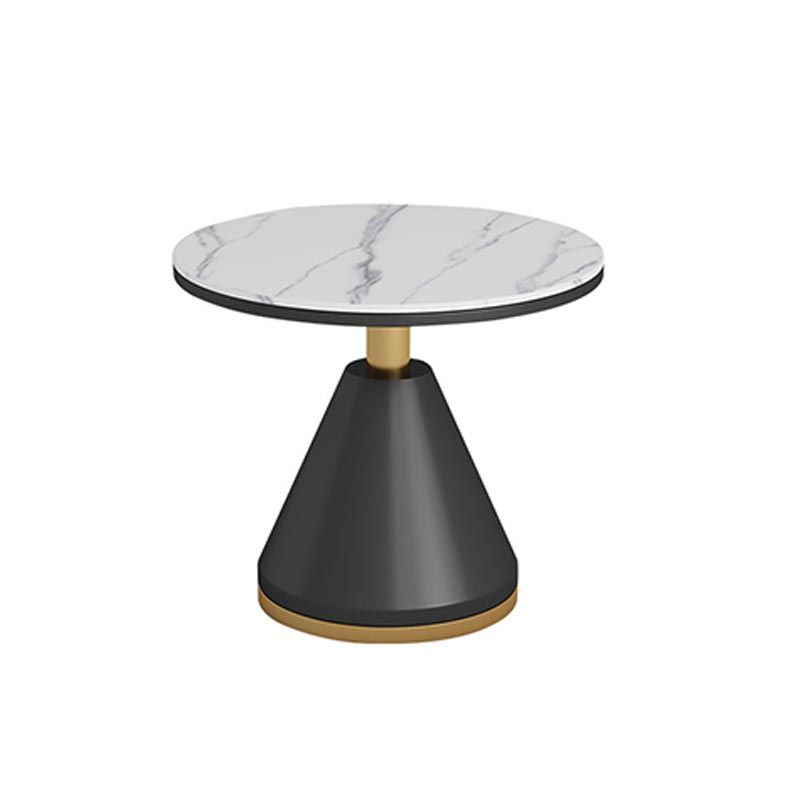 Modern Round Dining Table for Home Glossy Stone Dinette Table with Metal Base