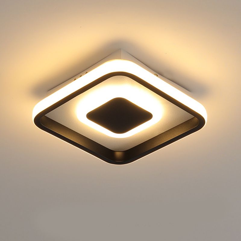 Geometrische plafondlamp Minimalistisch metalen LED-gangpad-plafondgemonteerd armatuur in zwart