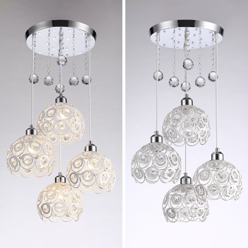 Lampe à chute de salle à manger à 3 têtes de lumière multi-pendentif moderne avec une teinte cristalline mondiale