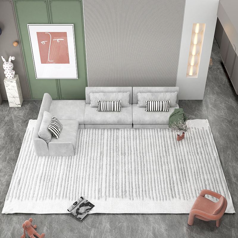 Grey Stripe Pattern Area Rug Modern Polyester Area Carpet Stain Resistant Rug for Living Room