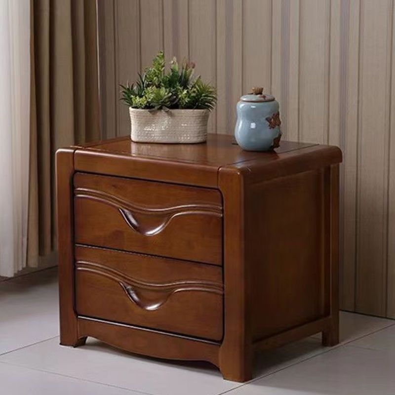 Solid Wood Nightstand Modern 2-drawer Bedside Cabinet for Living Room