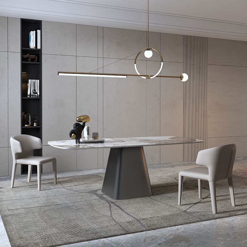Modern Rectangle Dinette Set 1/3/4/7 Pieces Sintered Stone Top Dining Table Set