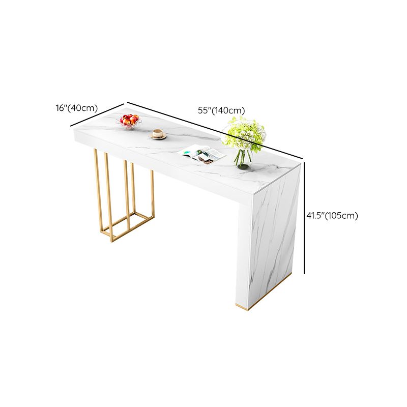 Glam Bar Table Set 1/3/5 Pcs Rectangle Stone Bar Table and Upholstered Stools