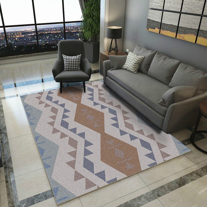 Nordic Geometric Print Rug Multi Color Polyster Area Carpet Pet Friendly Stain-Resistant Area Rug for Living Room