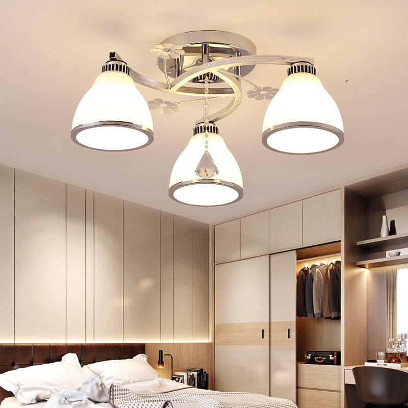 Modern 3 Lights Ceiling Lamp Chrome Finish Flush Mount Light for Bedroom