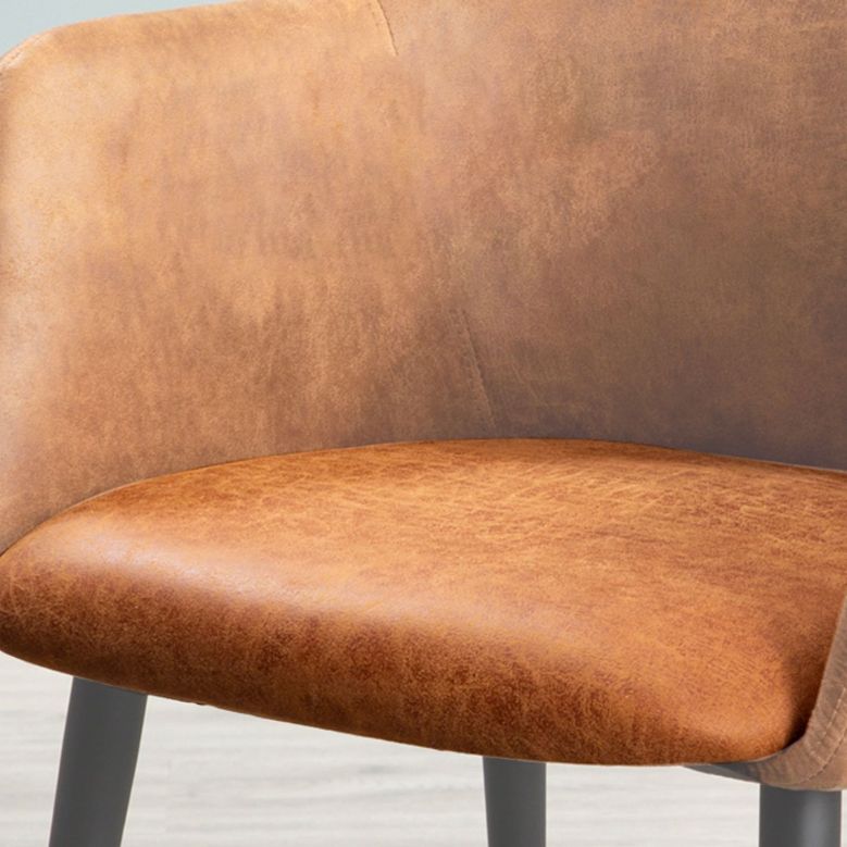 Faux Leather Arm Chair Metal Base Indoor Dining Chair for Dining Room