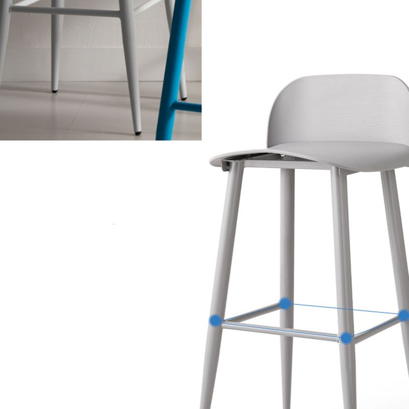 Glam Living Room Bar Height Stool Plastic Bar Stool with Iron Legs