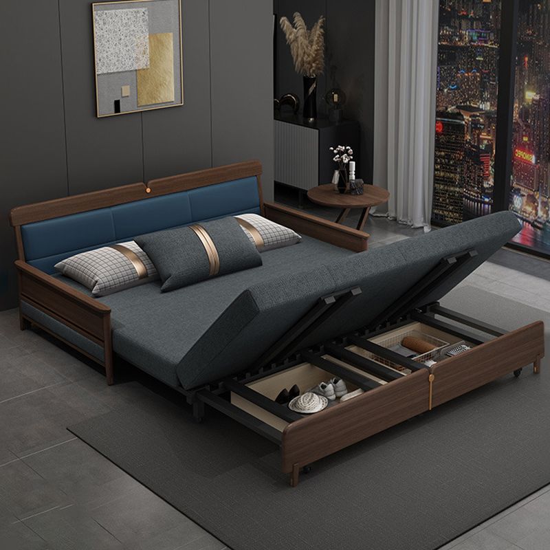 Modern Armless Sofa Bed with Storage Linen Sofa Bed in Brown