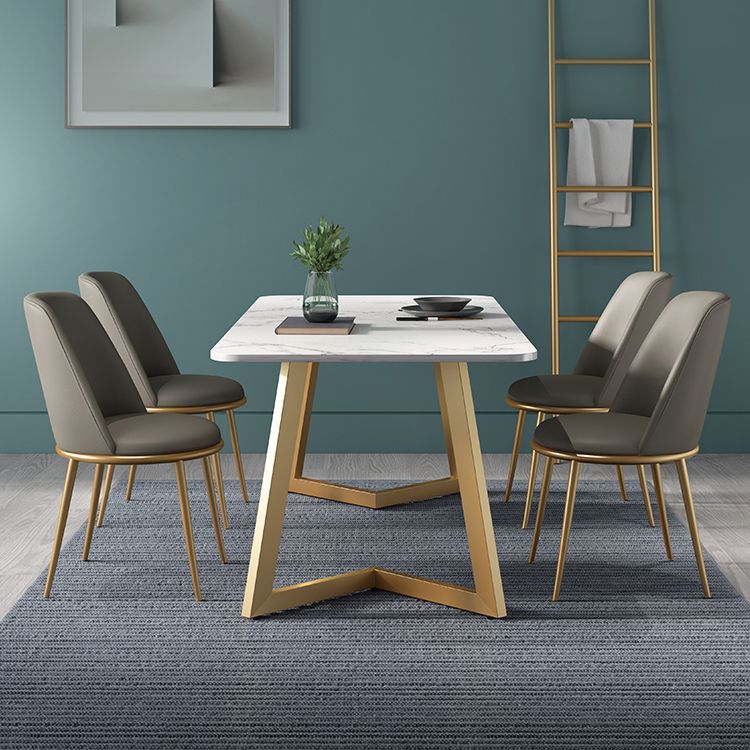 Glam 1/4/5 Pieces Dining Set Rectangle Sintered Stone Dining Table for Home Use