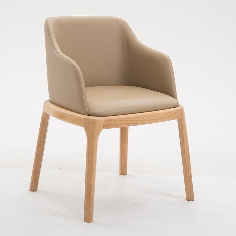 Silla de comedor escandinava de cuero con acabado mate y respaldo macizo (juego de 2)