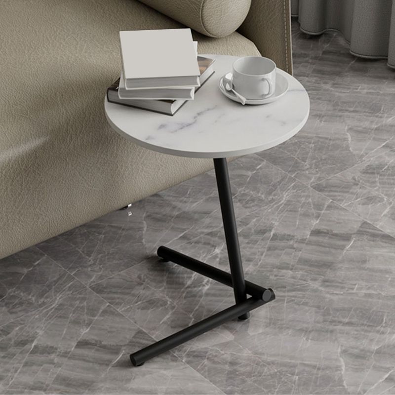 Contemporary Slate and Metal Single Coffee Table Frame Round Glam Coffee Table