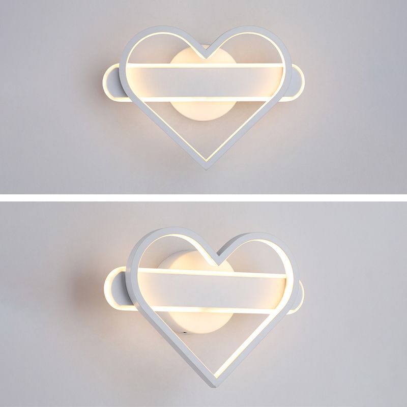 Heart Shaped Aluminum LED Wall Lamp 9.5" H Simplicity Lines Acrylic Sconce Lighting Fixture for Bedroom