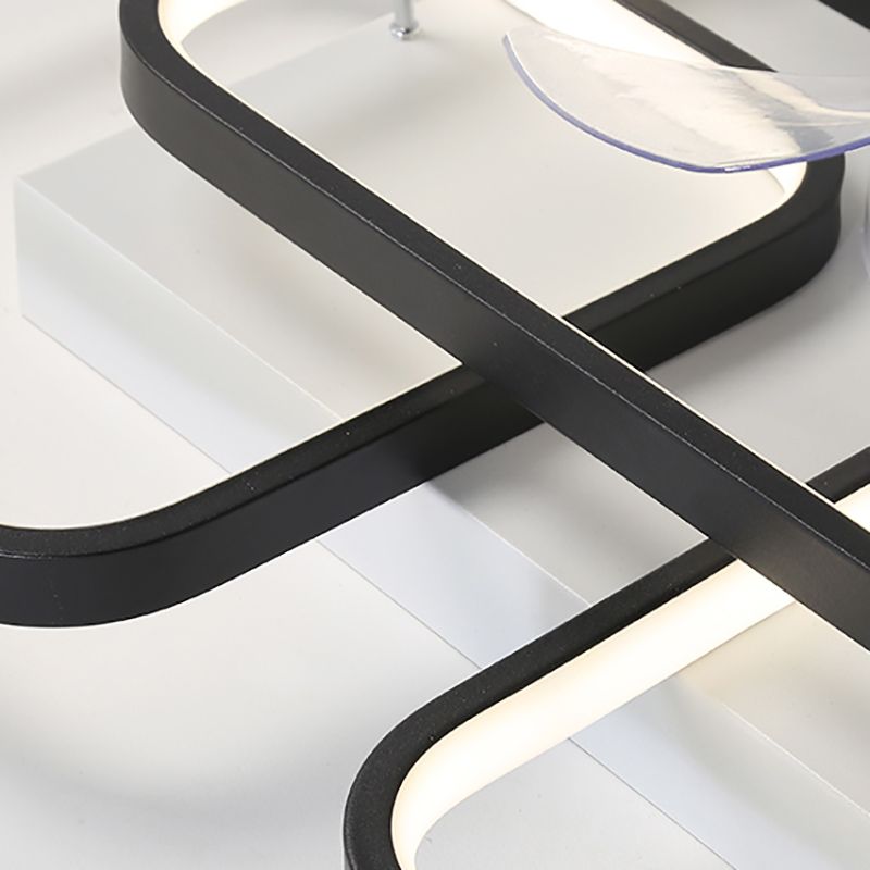 Moderne einfache Metall Deckenlüftungslampe Geometrie LED Deckenventilator Licht für Wohnzimmer