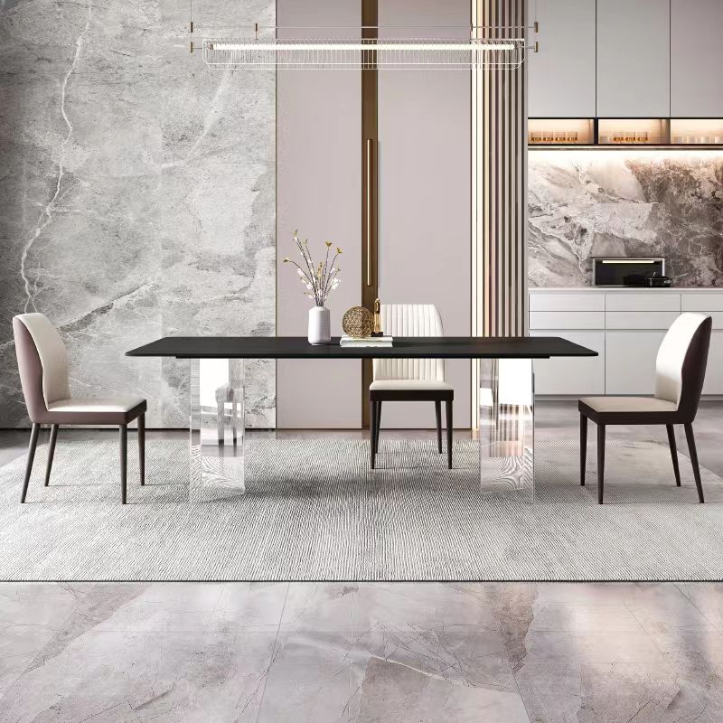 Rectangle Stone Top Dining Table Acrylic Base Modern Dining Table for Living Room