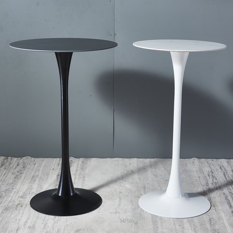 Modern Round Pub Table Fixed Pedestal Bar Height Cocktail Table