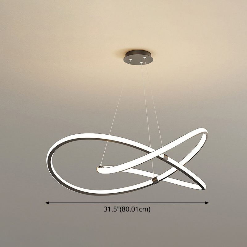 Ultra-modern Twist Chandelier Metal Pendant Light with Round Canopy  for Living Room