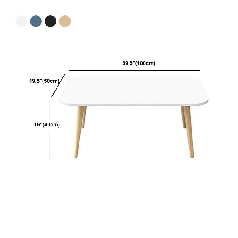 Contemporary Wooden Coffee Table with 4 Natural Legs and Rectangle Top