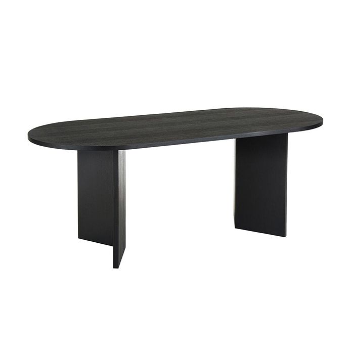 Oval Shaped Office Conference Table Wood Writing Desks in Black