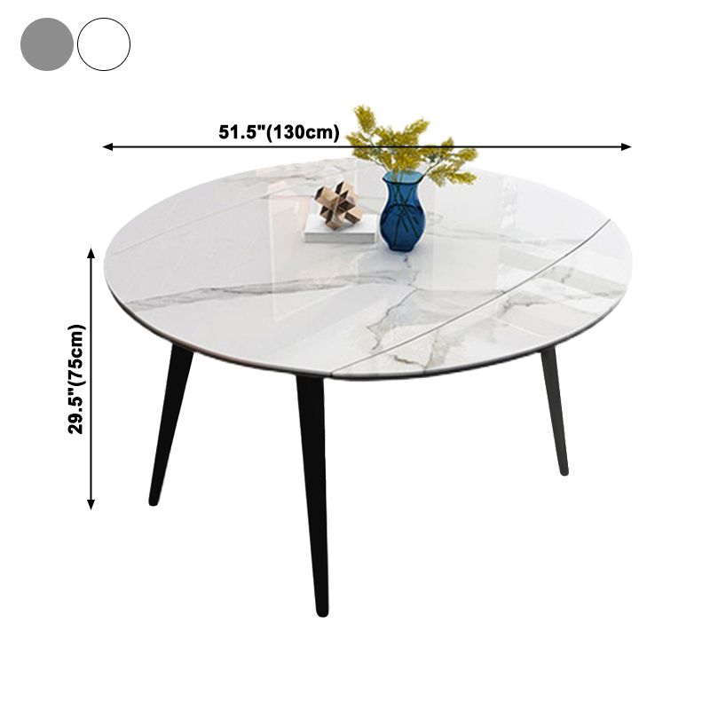 Eenvoud Ronde Eetkamertafel Gesinterde stenen tafel met 4 zwarte poten