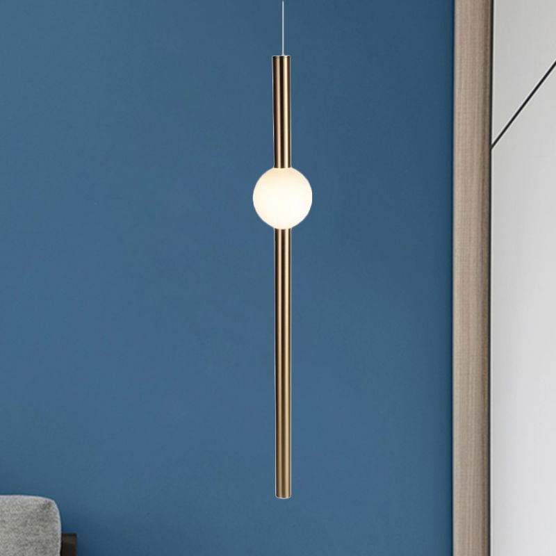 Röhrchen Weiß/Goldglas -Kronleuchterlampe Moderne 1 Lichter Gold/Weiß -LED -Decke Anhänger Licht mit horizontalem/vertikalem Design