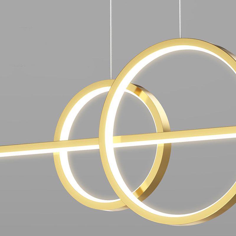 Modern Style Linear Shaped Island Pendant Metal 5 Lights Island Light for Restaurant