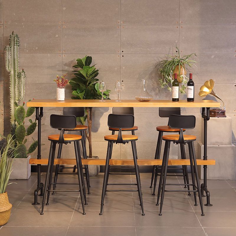 Solid Wood Bar Table Set Modern Rectangle 1/2/7 Pieces Counter Table