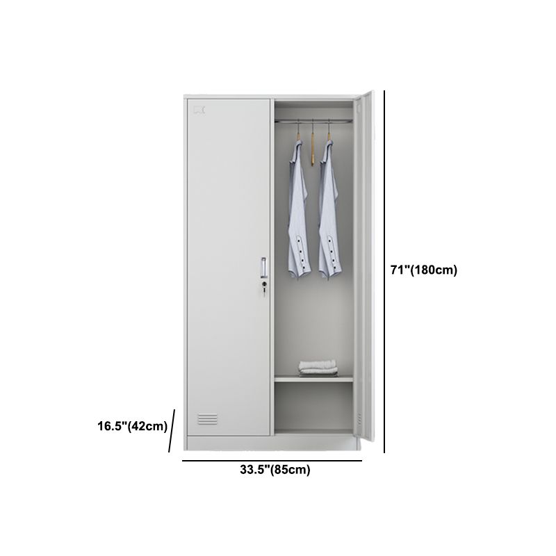 Grey Steel Wardrobe Armoire Contemporary Hinged Wardrobe Cabinet