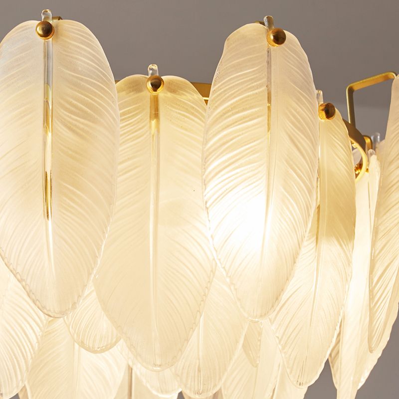 Minimalismo moderno Carrina de plumas de vidrio claro colgante para sala de estar