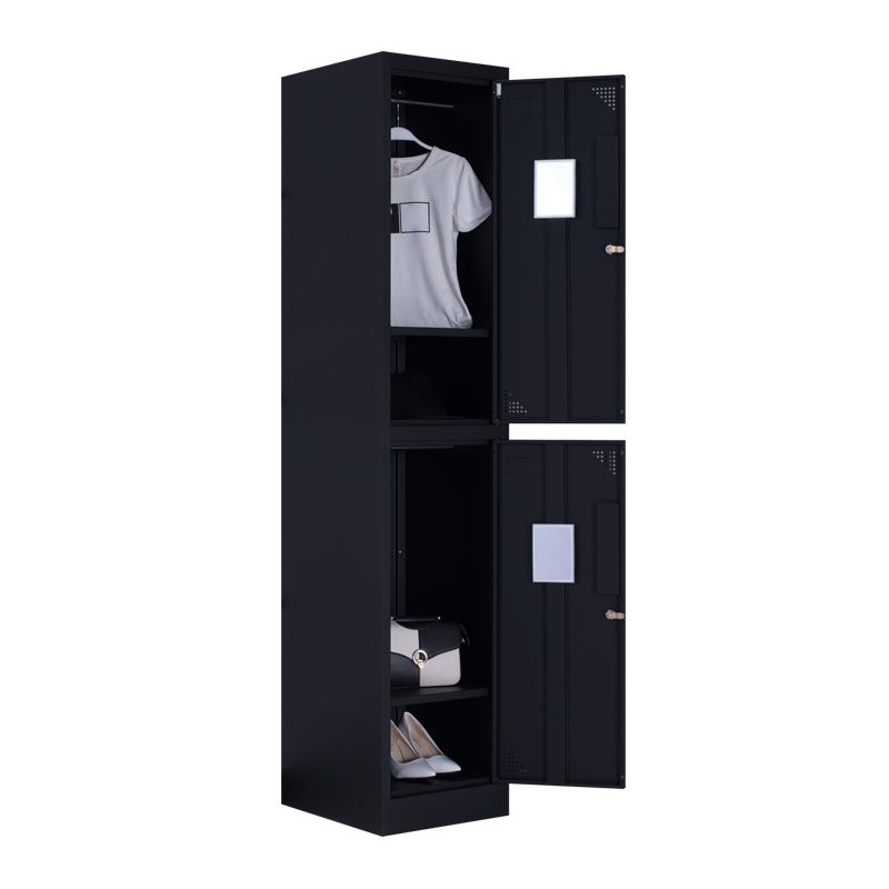Black Steel Wardrobe with Hinged Door Industrial Storage Cabinet for Bathroom