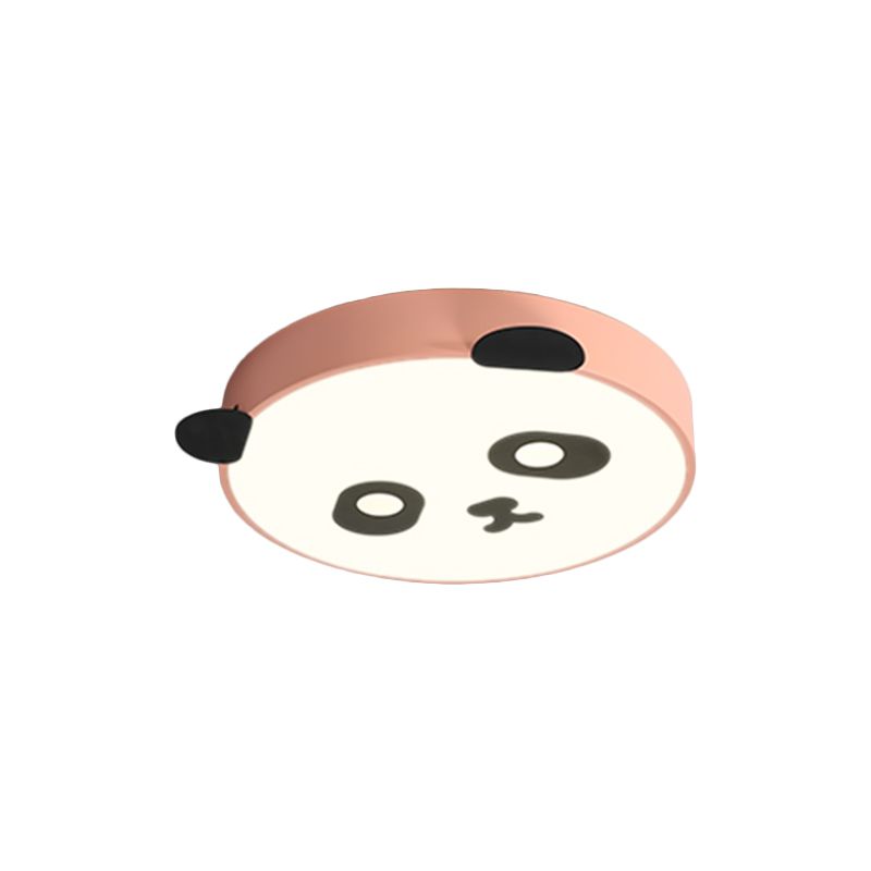 Simplicity Round Flush Mount Lamp Acrylic LED Children Room Flush Ceiling Light with Panda Design in Pink/Blue
