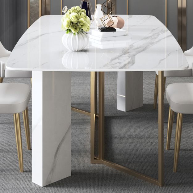 Glam Dining Room Set 1/4/5/7 Pcs Stone Top Dining Table with Upholstered Chairs